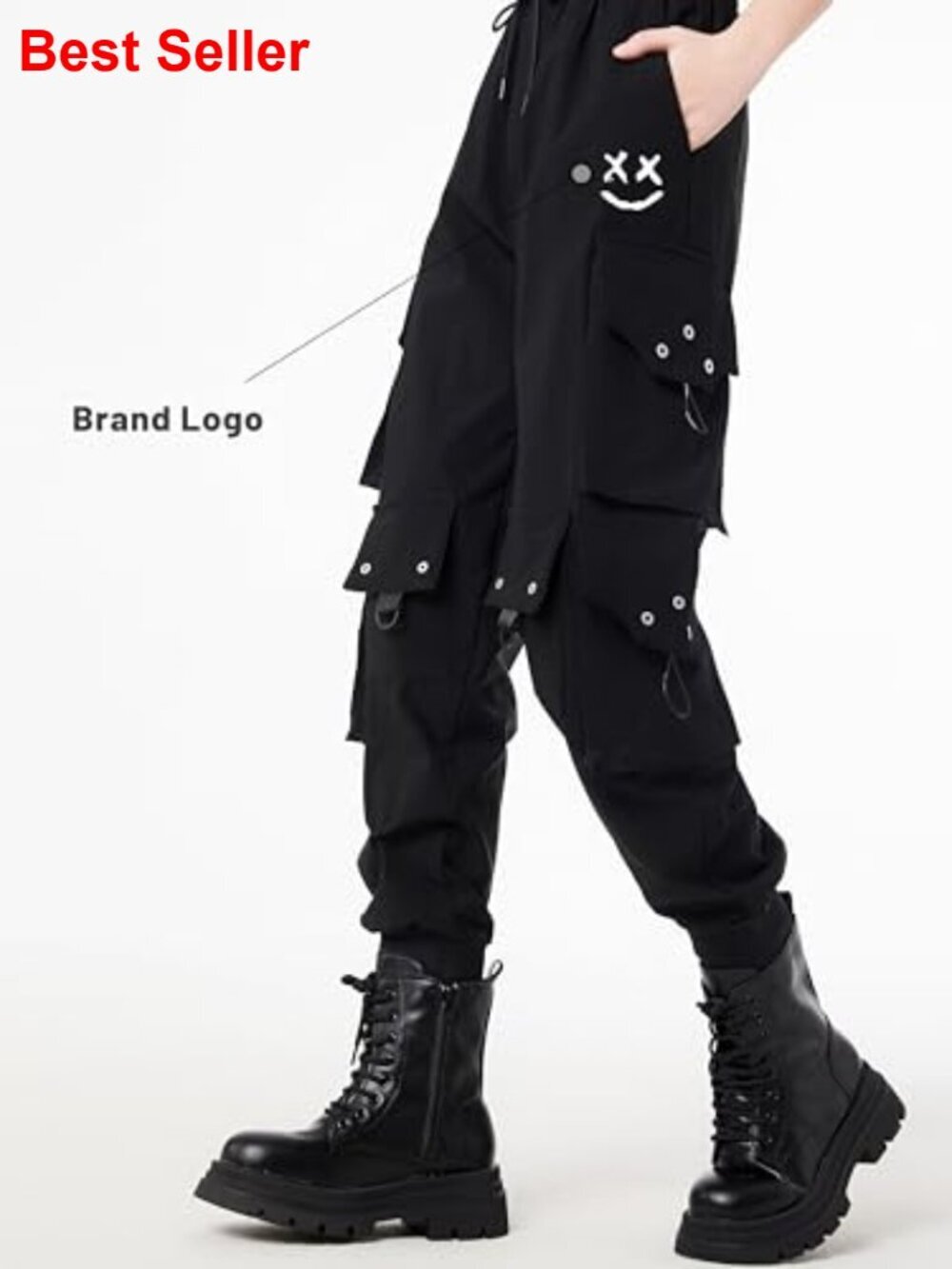 Nylon Spandex Cargo Pants High Waist Adjustable Drawstring Techwear Joggers - Picture 4 of 7